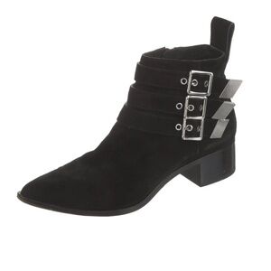 Loeffler Randall Black Ankle Booties with Buckle Accents